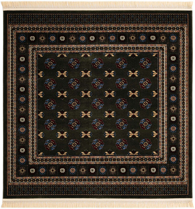 Dark Green 6' 1 x 6' 1 Tekke Square Area Rug Classic Traditional Vintage Design Carpet for Living Rooms, Dining, Bedrooms, Office Space for Sale at Rug Engine