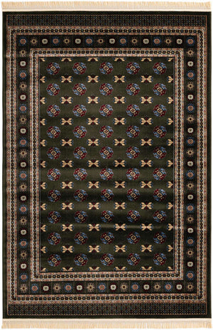Dark Green 6' 1 x 9' Tekke Rectangle Area Rug Classic Traditional Vintage Design Carpet for Living Rooms, Dining, Bedrooms, Office Space for Sale at Rug Engine