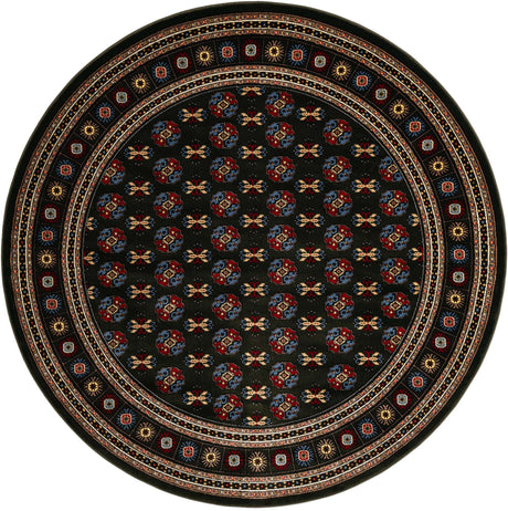 Dark Green 7' 10 x 7' 10 Tekke Round Area Rug Classic Traditional Vintage Design Carpet for Living Rooms, Dining, Bedrooms, Office Space for Sale at Rug Engine