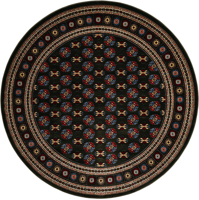 Dark Green 7' 10 x 7' 10 Tekke Round Area Rug Classic Traditional Vintage Design Carpet for Living Rooms, Dining, Bedrooms, Office Space for Sale at Rug Engine