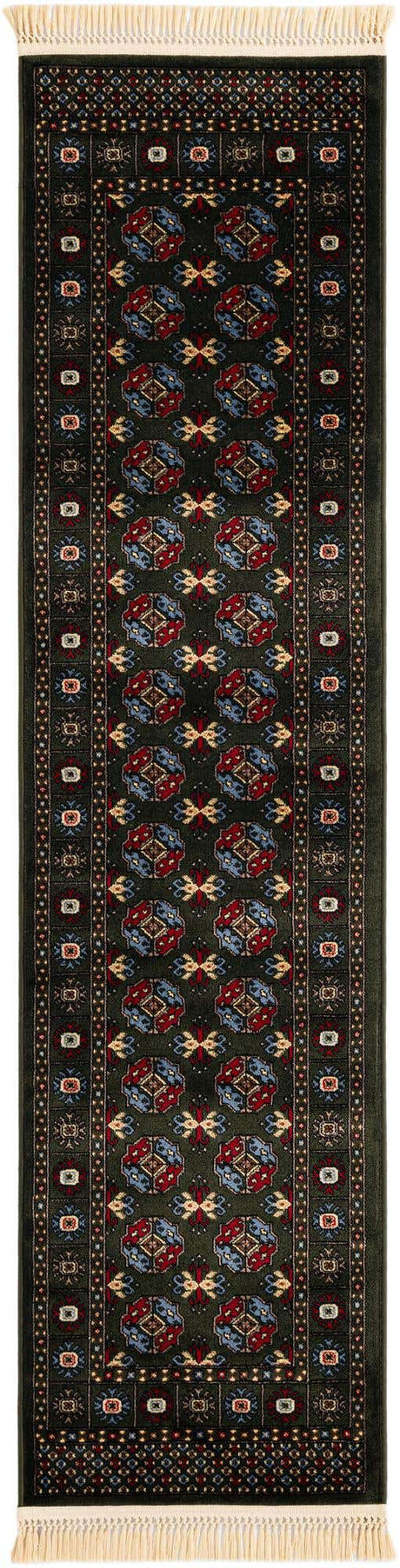Dark Green 2' x 8' Tekke Runner Area Rug Classic Traditional Vintage Design Carpet for Living Rooms, Dining, Bedrooms, Office Space for Sale at Rug Engine