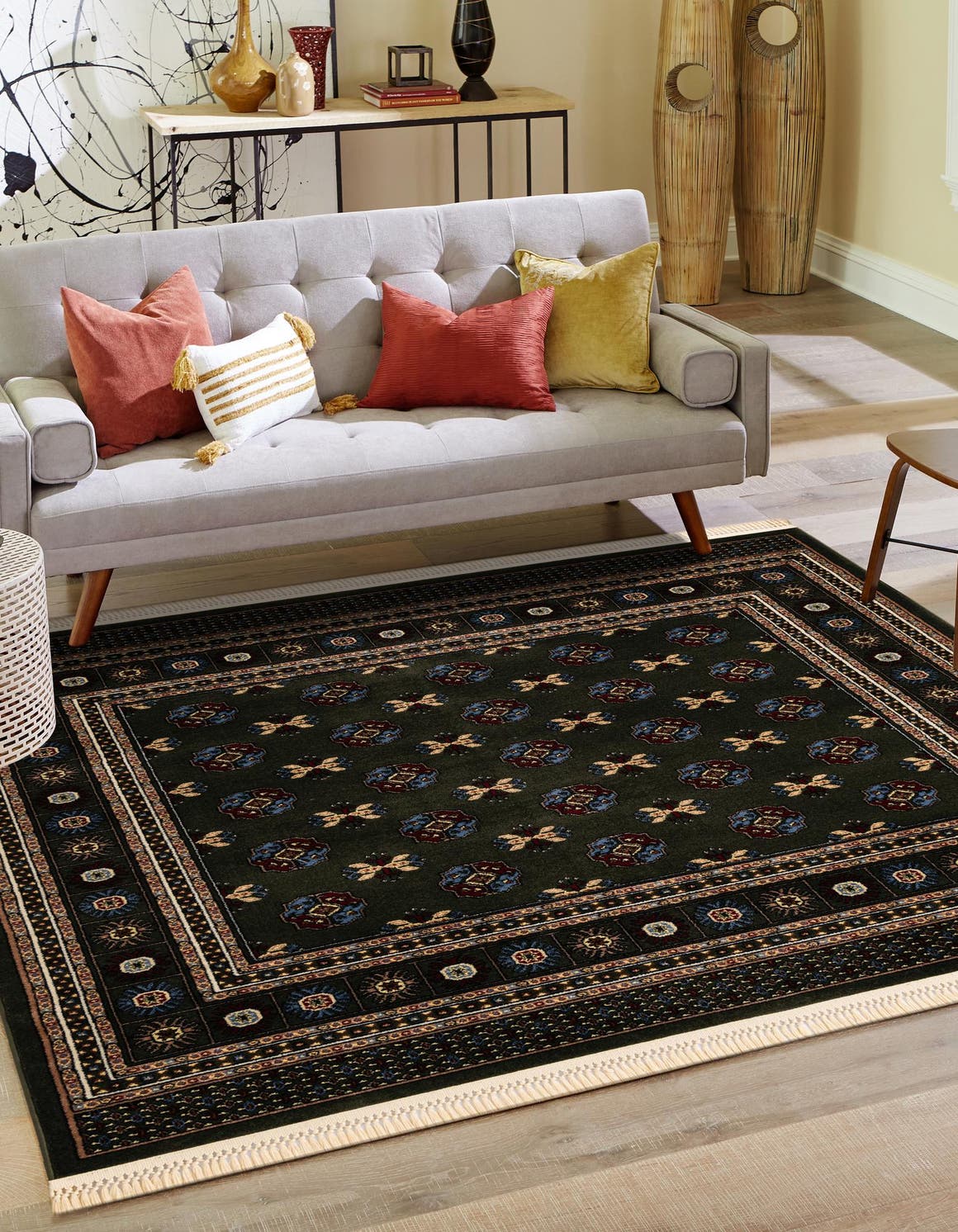 Dark Green 6' 1 x 6' 1 Tekke Square Area Rug Classic Traditional Vintage Design Carpet for Living Rooms, Dining, Bedrooms, Office Space for Sale at Rug Engine