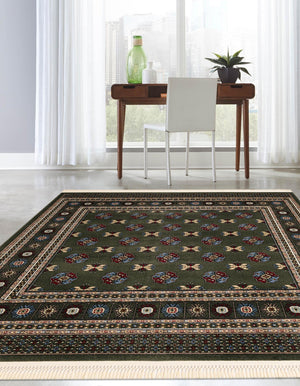Dark Green 6' 1 x 6' 1 Tekke Square Area Rug Classic Traditional Vintage Design Carpet for Living Rooms, Dining, Bedrooms, Office Space for Sale at Rug Engine