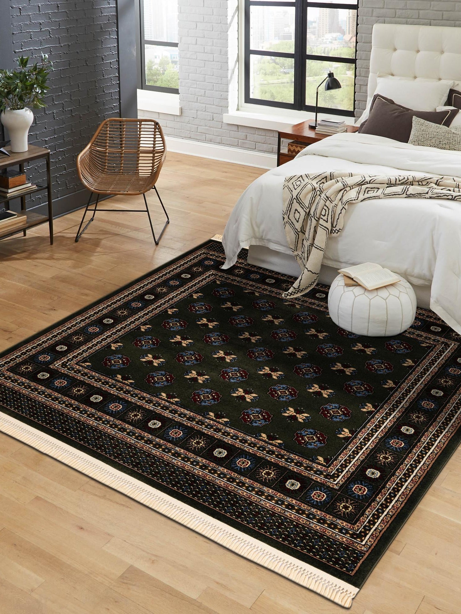 Dark Green 6' 1 x 6' 1 Tekke Square Area Rug Classic Traditional Vintage Design Carpet for Living Rooms, Dining, Bedrooms, Office Space for Sale at Rug Engine