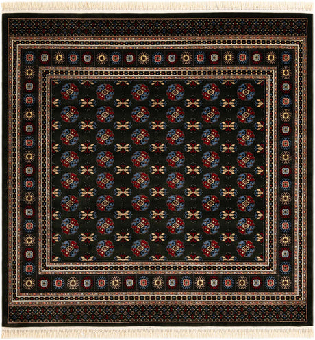 Dark Green 7' 10 x 7' 10 Tekke Square Area Rug Classic Traditional Vintage Design Carpet for Living Rooms, Dining, Bedrooms, Office Space for Sale at Rug Engine