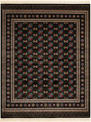 Dark Green 7' 10 x 10' Tekke Rectangle Area Rug Classic Traditional Vintage Design Carpet for Living Rooms, Dining, Bedrooms, Office Space for Sale at Rug Engine