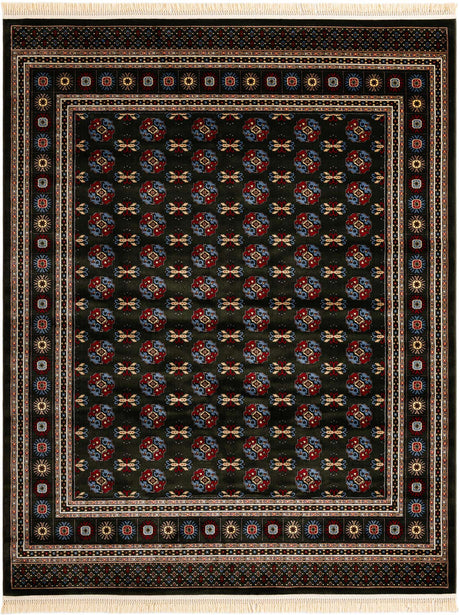 Dark Green 7' 10 x 10' Tekke Rectangle Area Rug Classic Traditional Vintage Design Carpet for Living Rooms, Dining, Bedrooms, Office Space for Sale at Rug Engine