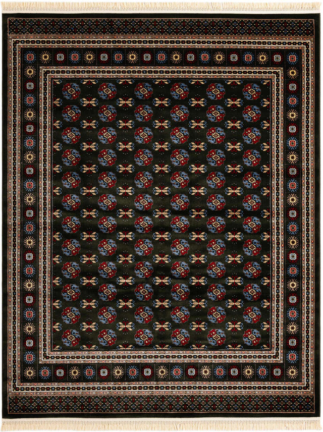 Dark Green 7' 10 x 10' Tekke Rectangle Area Rug Classic Traditional Vintage Design Carpet for Living Rooms, Dining, Bedrooms, Office Space for Sale at Rug Engine
