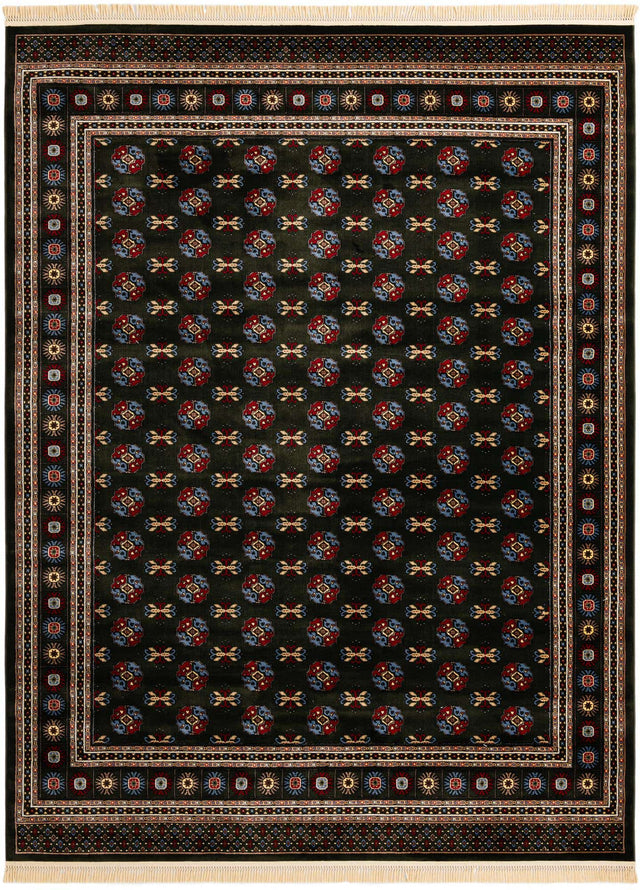 Dark Green 9' x 12' Tekke Rectangle Area Rug Classic Traditional Vintage Design Carpet for Living Rooms, Dining, Bedrooms, Office Space for Sale at Rug Engine