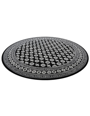 Black and White 10' x 10' Tekke Round Area Rug Classic Traditional Vintage Design Carpet for Living Rooms, Dining, Bedrooms, Office Space for Sale at Rug Engine