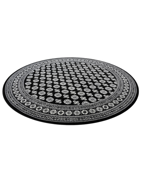 Black and White 10' x 10' Tekke Round Area Rug Classic Traditional Vintage Design Carpet for Living Rooms, Dining, Bedrooms, Office Space for Sale at Rug Engine