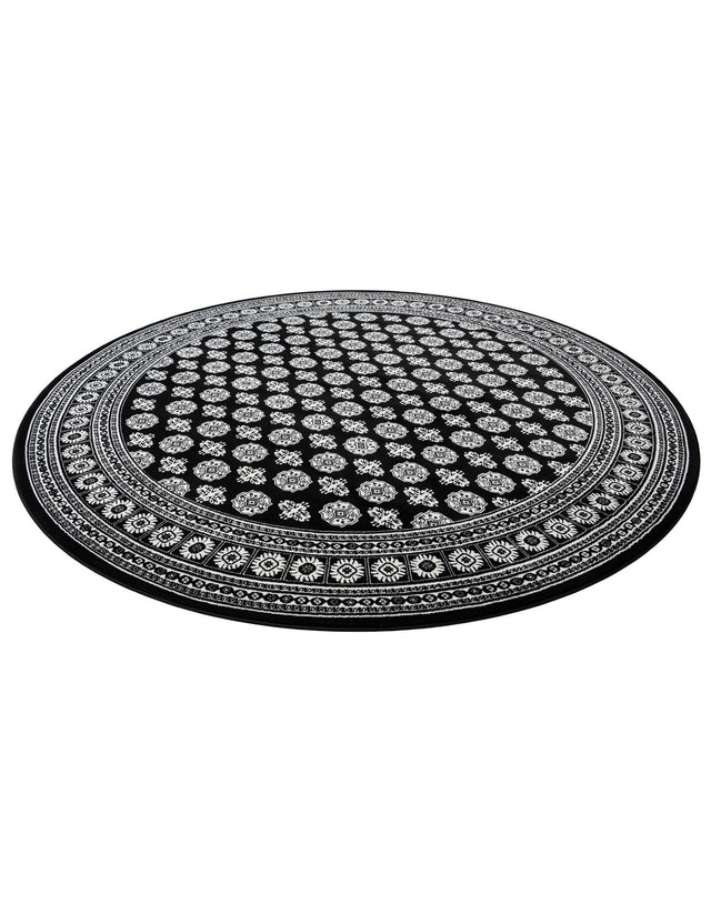 Black and White 10' x 10' Tekke Round Area Rug Classic Traditional Vintage Design Carpet for Living Rooms, Dining, Bedrooms, Office Space for Sale at Rug Engine