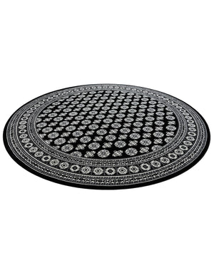 Black and White 10' x 10' Tekke Round Area Rug Classic Traditional Vintage Design Carpet for Living Rooms, Dining, Bedrooms, Office Space for Sale at Rug Engine