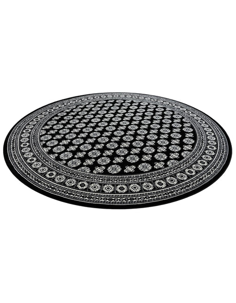 Black and White 10' x 10' Tekke Round Area Rug Classic Traditional Vintage Design Carpet for Living Rooms, Dining, Bedrooms, Office Space for Sale at Rug Engine