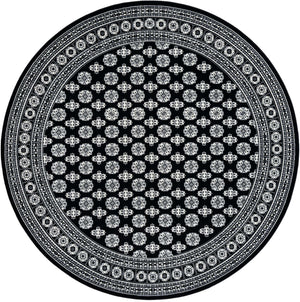 Black and White 10' x 10' Tekke Round Area Rug Classic Traditional Vintage Design Carpet for Living Rooms, Dining, Bedrooms, Office Space for Sale at Rug Engine