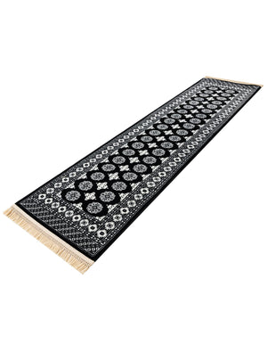 Black and White 2' 7 x 10' Tekke Runner Area Rug Classic Traditional Vintage Design Carpet for Living Rooms, Dining, Bedrooms, Office Space for Sale at Rug Engine