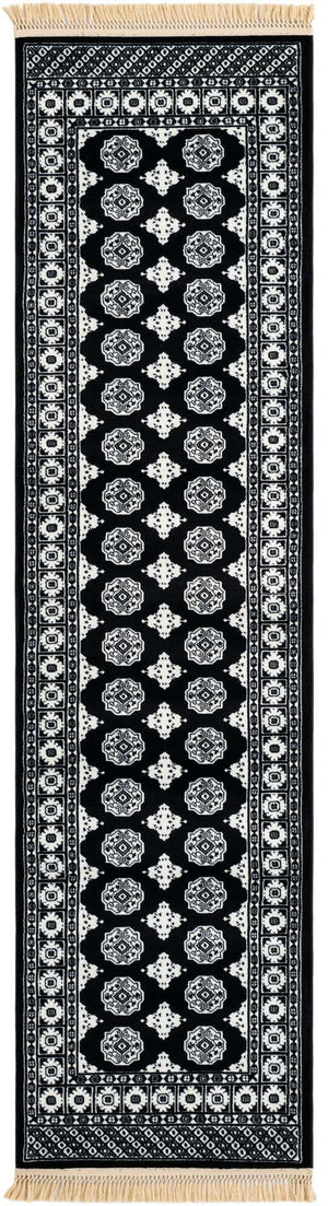 Black and White 2' 7 x 10' Tekke Runner Area Rug Classic Traditional Vintage Design Carpet for Living Rooms, Dining, Bedrooms, Office Space for Sale at Rug Engine