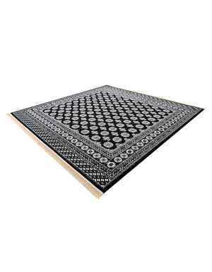 Black and White 10' x 10' Tekke Square Area Rug Classic Traditional Vintage Design Carpet for Living Rooms, Dining, Bedrooms, Office Space for Sale at Rug Engine