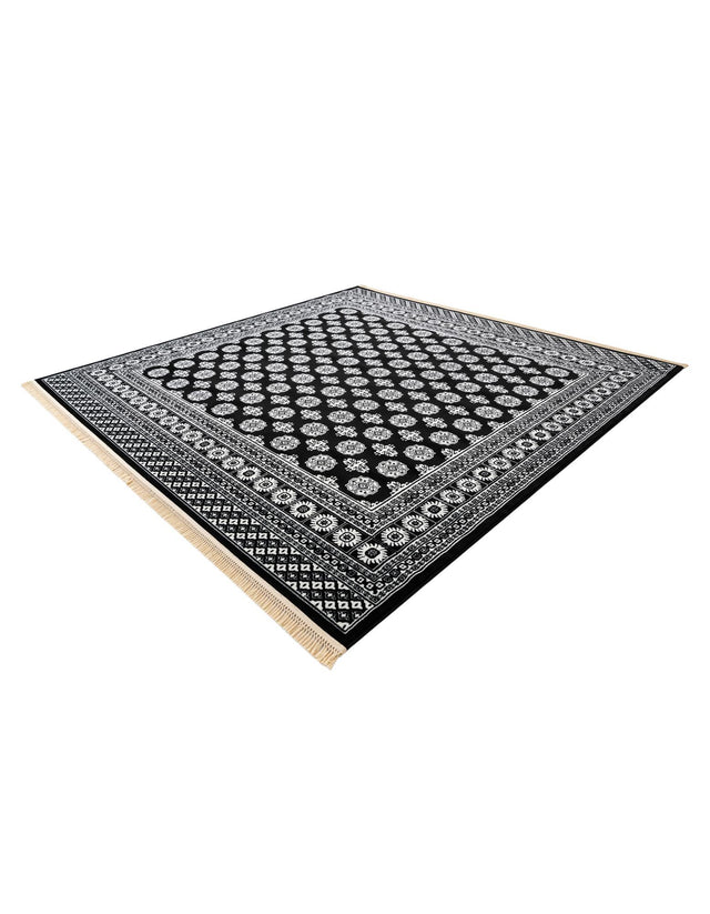 Black and White 10' x 10' Tekke Square Area Rug Classic Traditional Vintage Design Carpet for Living Rooms, Dining, Bedrooms, Office Space for Sale at Rug Engine