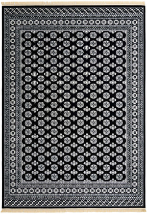 Black and White 10' x 14' 1 Tekke Rectangle Area Rug Classic Traditional Vintage Design Carpet for Living Rooms, Dining, Bedrooms, Office Space for Sale at Rug Engine