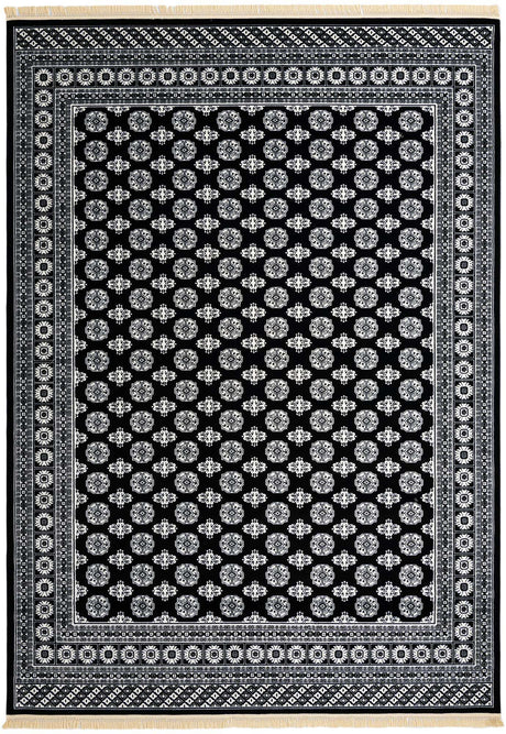 Black and White 10' x 14' 1 Tekke Rectangle Area Rug Classic Traditional Vintage Design Carpet for Living Rooms, Dining, Bedrooms, Office Space for Sale at Rug Engine