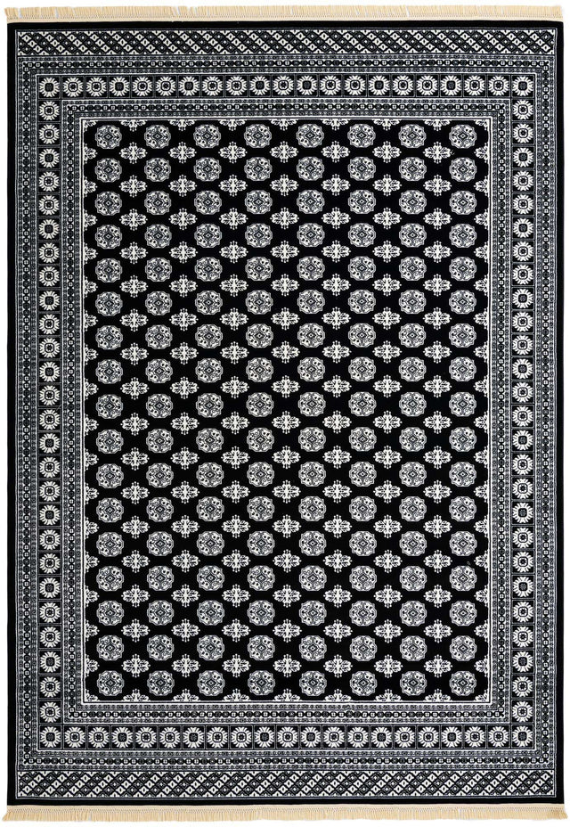 Black and White 10' x 14' 1 Tekke Rectangle Area Rug Classic Traditional Vintage Design Carpet for Living Rooms, Dining, Bedrooms, Office Space for Sale at Rug Engine