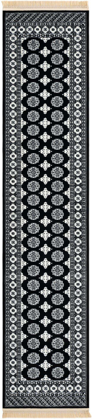 Black and White 2' 7 x 12' Tekke Runner Area Rug Classic Traditional Vintage Design Carpet for Living Rooms, Dining, Bedrooms, Office Space for Sale at Rug Engine