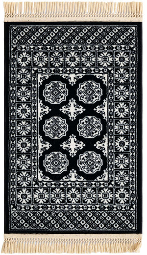 Black and White 2' x 3' 1 Tekke Rectangle Area Rug Classic Traditional Vintage Design Carpet for Living Rooms, Dining, Bedrooms, Office Space for Sale at Rug Engine