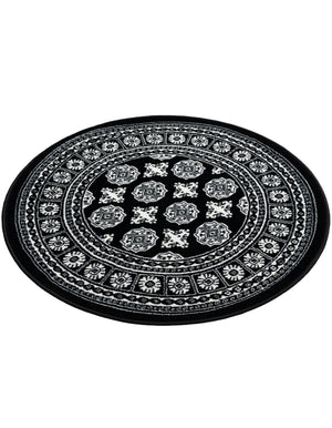 Black and White 3' 1 x 3' 1 Tekke Round Area Rug Classic Traditional Vintage Design Carpet for Living Rooms, Dining, Bedrooms, Office Space for Sale at Rug Engine