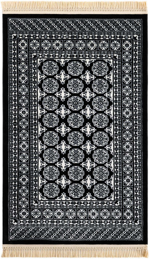 Black and White 3' 1 x 5' 3 Tekke Rectangle Area Rug Classic Traditional Vintage Design Carpet for Living Rooms, Dining, Bedrooms, Office Space for Sale at Rug Engine