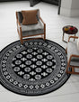 Black and White 5' 3 x 5' 3 Tekke Round Area Rug Classic Traditional Vintage Design Carpet for Living Rooms, Dining, Bedrooms, Office Space for Sale at Rug Engine
