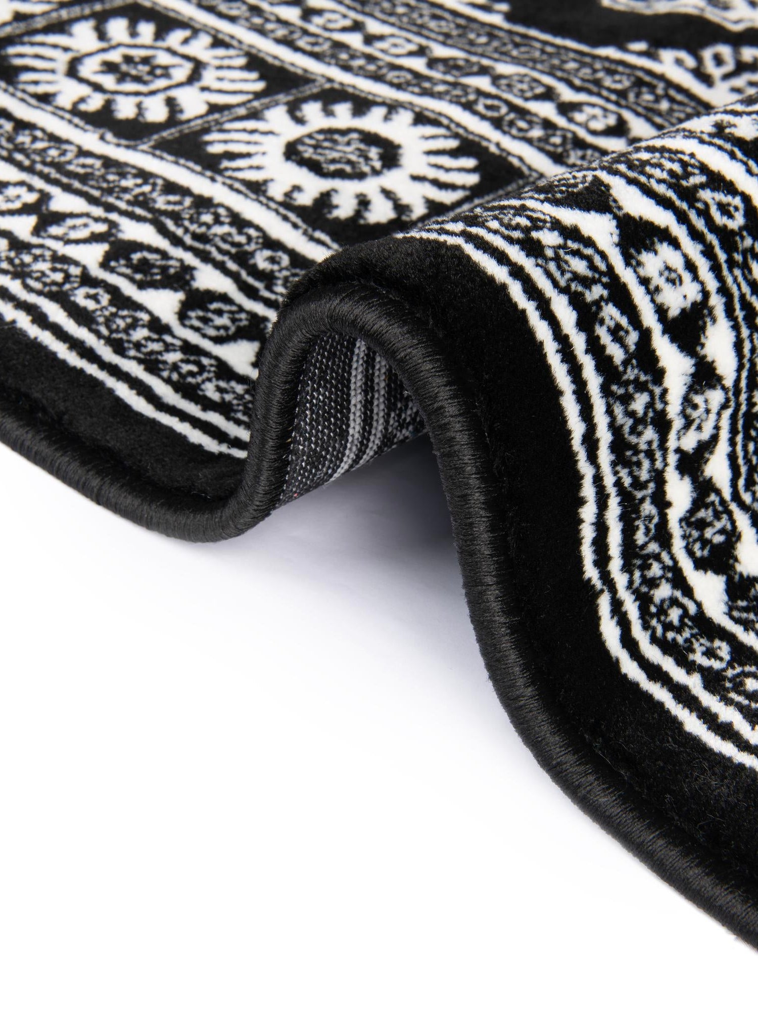Black and White 3' 1 x 3' 1 Tekke Round Area Rug Classic Traditional Vintage Design Carpet for Living Rooms, Dining, Bedrooms, Office Space for Sale at Rug Engine