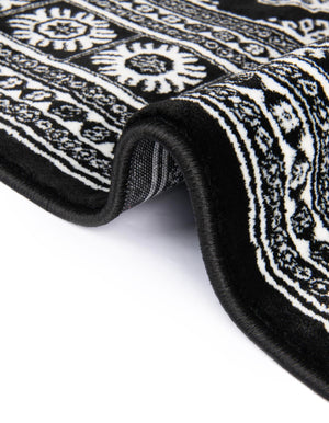Black and White 3' 1 x 3' 1 Tekke Round Area Rug Classic Traditional Vintage Design Carpet for Living Rooms, Dining, Bedrooms, Office Space for Sale at Rug Engine