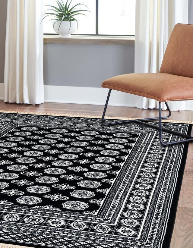 Black and White 3' 1 x 5' 3 Tekke Rectangle Area Rug Classic Traditional Vintage Design Carpet for Living Rooms, Dining, Bedrooms, Office Space for Sale at Rug Engine