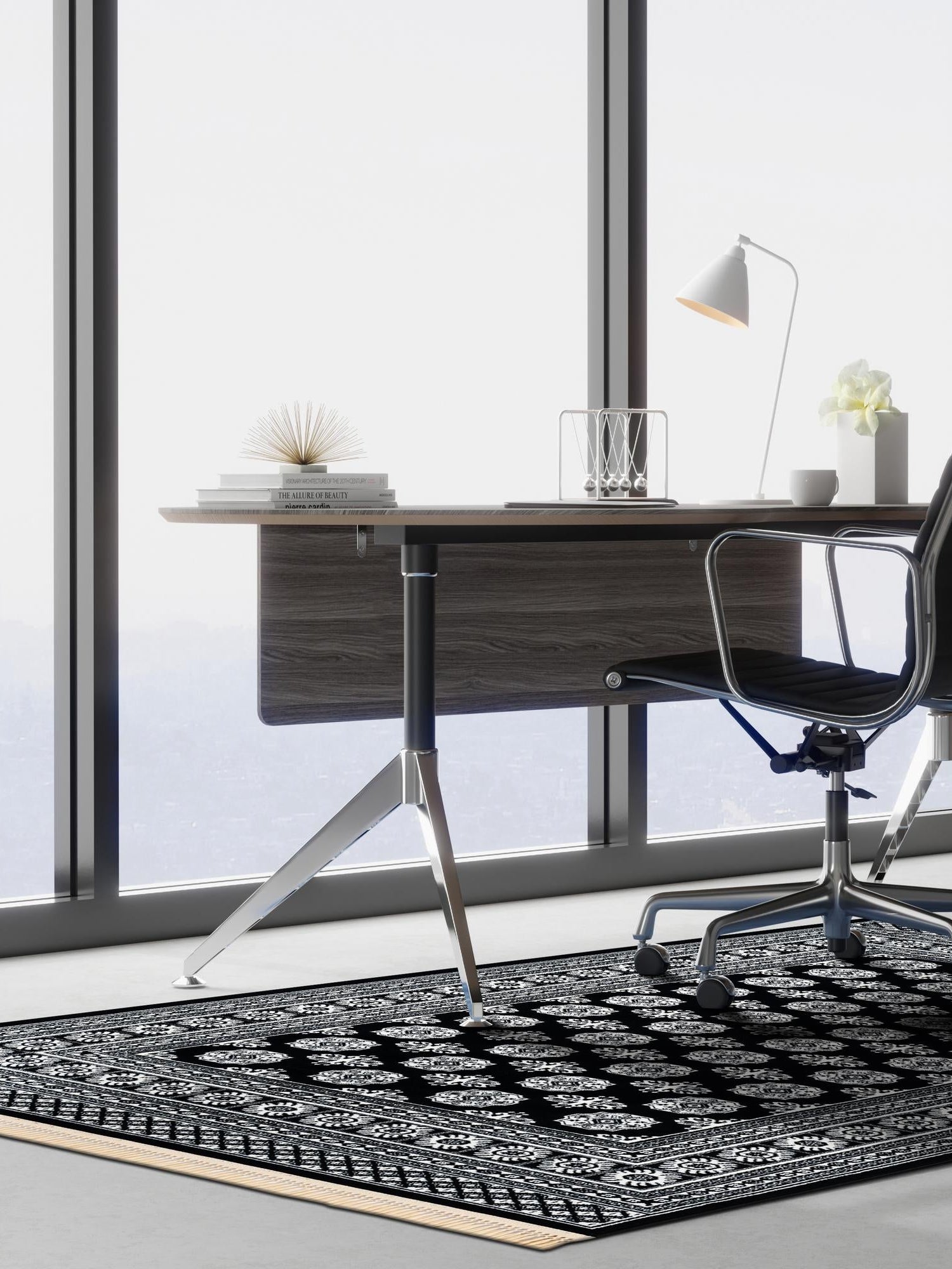 Black and White 3' 1 x 5' 3 Tekke Rectangle Area Rug Classic Traditional Vintage Design Carpet for Living Rooms, Dining, Bedrooms, Office Space for Sale at Rug Engine