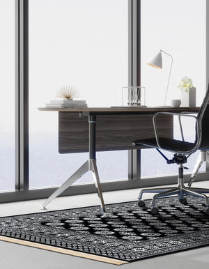 Black and White 7' 1 x 10' Tekke Rectangle Area Rug Classic Traditional Vintage Design Carpet for Living Rooms, Dining, Bedrooms, Office Space for Sale at Rug Engine