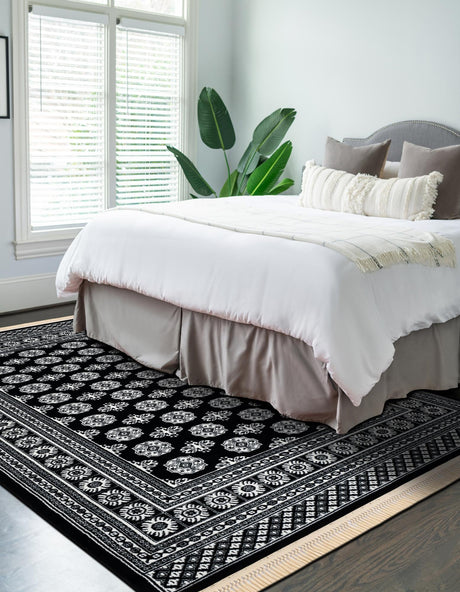 Black and White 3' 1 x 5' 3 Tekke Rectangle Area Rug Classic Traditional Vintage Design Carpet for Living Rooms, Dining, Bedrooms, Office Space for Sale at Rug Engine