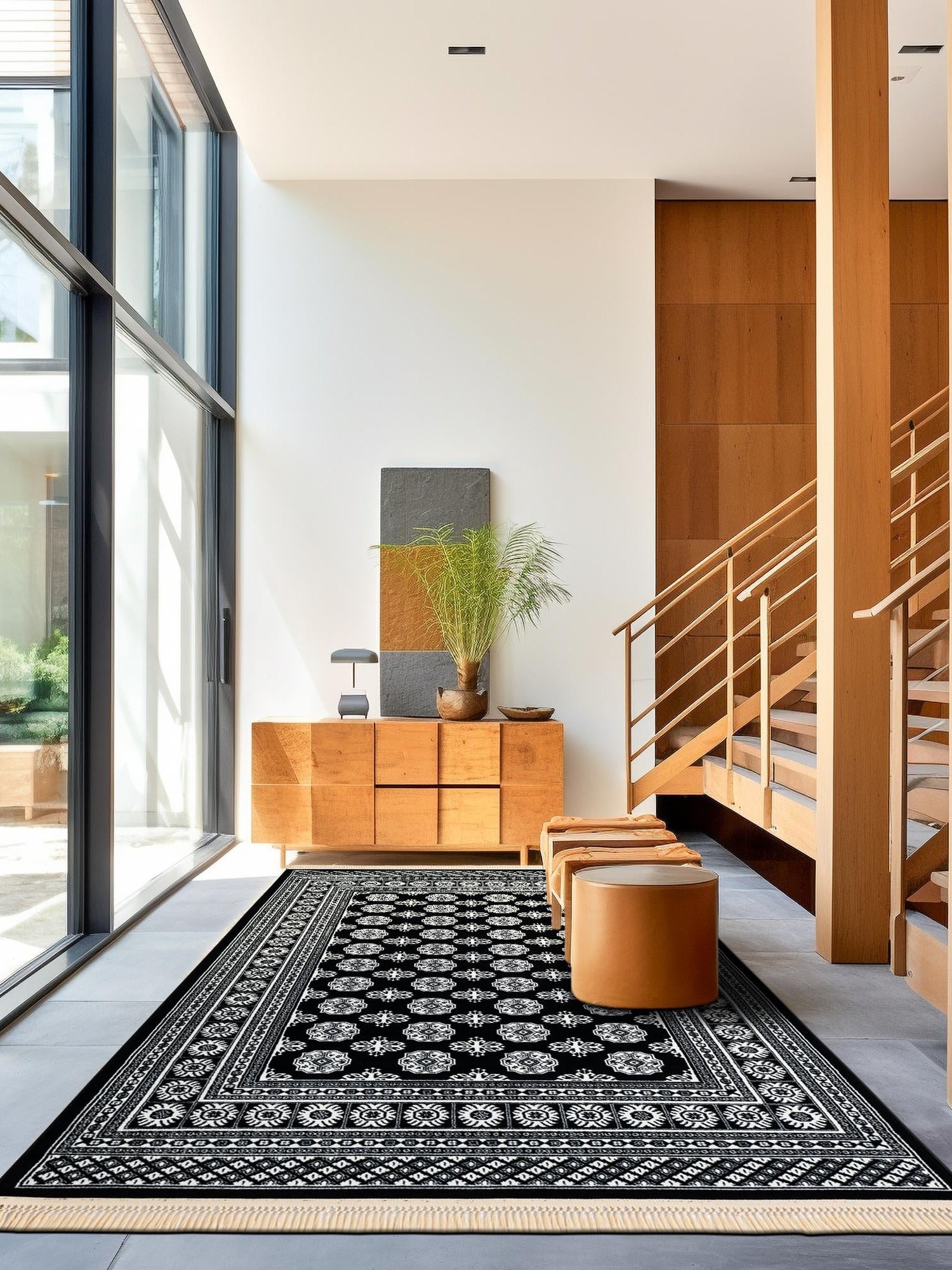 Black and White 9' x 12' Tekke Rectangle Area Rug Classic Traditional Vintage Design Carpet for Living Rooms, Dining, Bedrooms, Office Space for Sale at Rug Engine