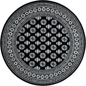 Black and White 6' 1 x 6' 1 Tekke Round Area Rug Classic Traditional Vintage Design Carpet for Living Rooms, Dining, Bedrooms, Office Space for Sale at Rug Engine
