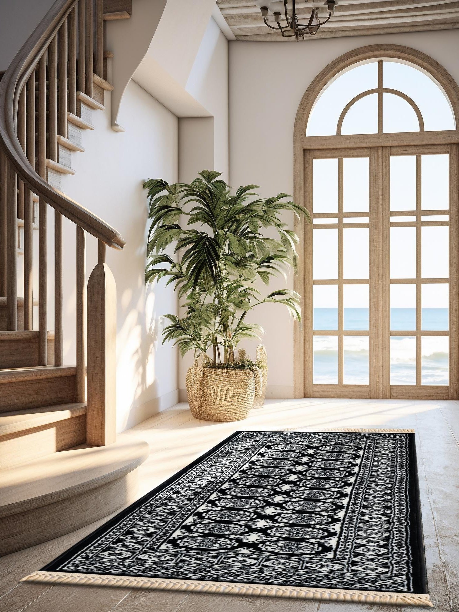 Black and White 2' 7 x 12' Tekke Runner Area Rug Classic Traditional Vintage Design Carpet for Living Rooms, Dining, Bedrooms, Office Space for Sale at Rug Engine
