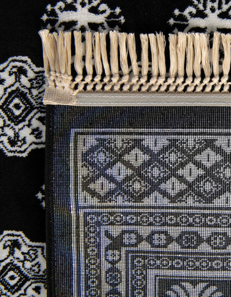 Black and White 2' 7 x 10' Tekke Runner Area Rug Classic Traditional Vintage Design Carpet for Living Rooms, Dining, Bedrooms, Office Space for Sale at Rug Engine