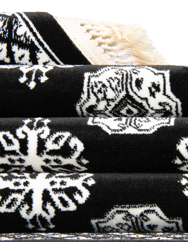 Black and White 2' 7 x 10' Tekke Runner Area Rug Classic Traditional Vintage Design Carpet for Living Rooms, Dining, Bedrooms, Office Space for Sale at Rug Engine