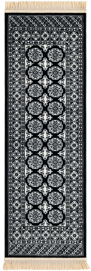 Black and White 2' x 6' 1 Tekke Runner Area Rug Classic Traditional Vintage Design Carpet for Living Rooms, Dining, Bedrooms, Office Space for Sale at Rug Engine