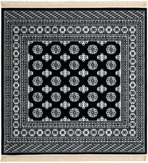 Black and White 6' 1 x 6' 1 Tekke Square Area Rug Classic Traditional Vintage Design Carpet for Living Rooms, Dining, Bedrooms, Office Space for Sale at Rug Engine