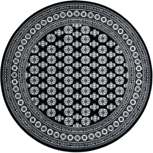 Black and White 7' 10 x 7' 10 Tekke Round Area Rug Classic Traditional Vintage Design Carpet for Living Rooms, Dining, Bedrooms, Office Space for Sale at Rug Engine