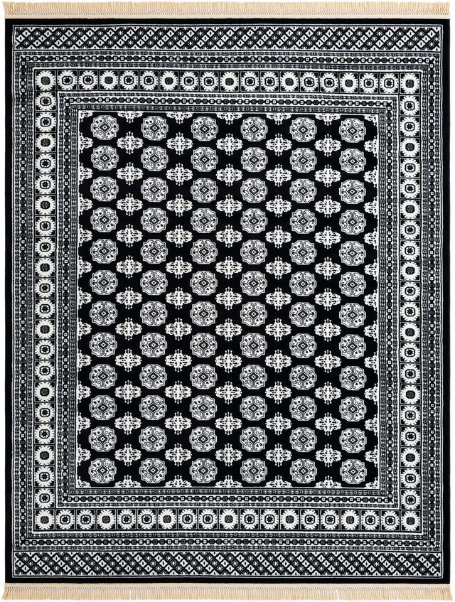 Black and White 7' 10 x 10' Tekke Rectangle Area Rug Classic Traditional Vintage Design Carpet for Living Rooms, Dining, Bedrooms, Office Space for Sale at Rug Engine