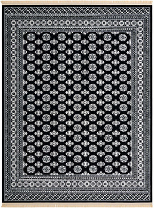 Black and White 9' x 12' Tekke Rectangle Area Rug Classic Traditional Vintage Design Carpet for Living Rooms, Dining, Bedrooms, Office Space for Sale at Rug Engine