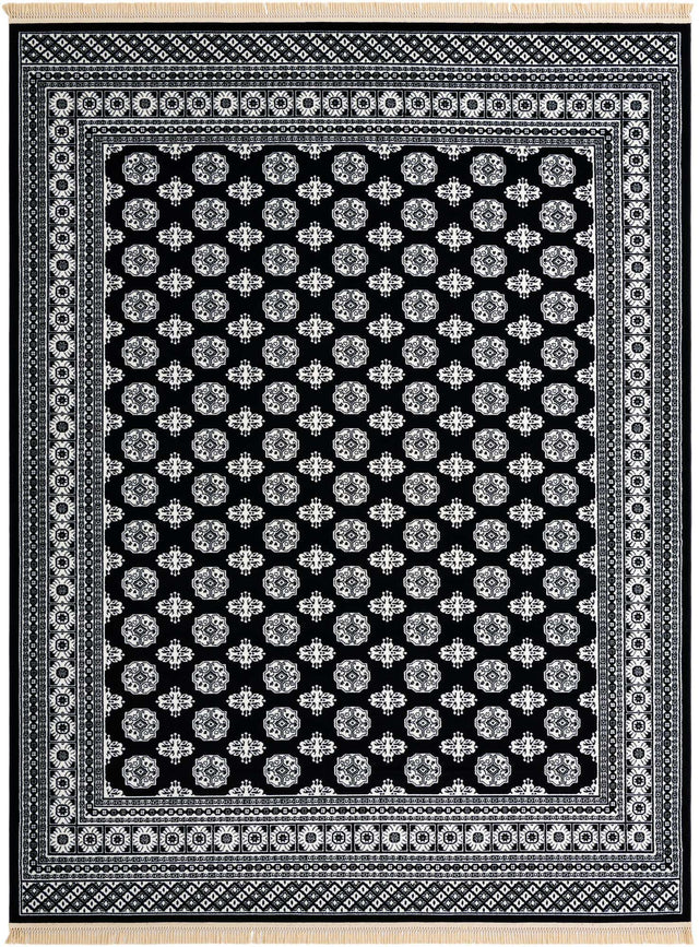 Black and White 9' x 12' Tekke Rectangle Area Rug Classic Traditional Vintage Design Carpet for Living Rooms, Dining, Bedrooms, Office Space for Sale at Rug Engine