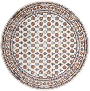 Ivory 10' x 10' Tekke Round Area Rug Classic Traditional Vintage Design Carpet for Living Rooms, Dining, Bedrooms, Office Space for Sale at Rug Engine