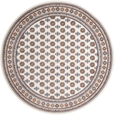 Ivory 10' x 10' Tekke Round Area Rug Classic Traditional Vintage Design Carpet for Living Rooms, Dining, Bedrooms, Office Space for Sale at Rug Engine